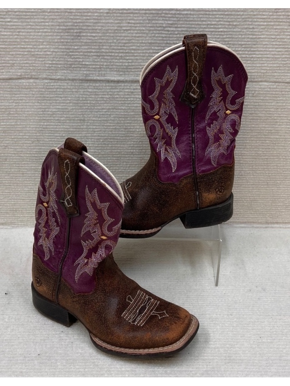 Ariat Tombstone Kids Boots 9 Brown Purple Western 10015390